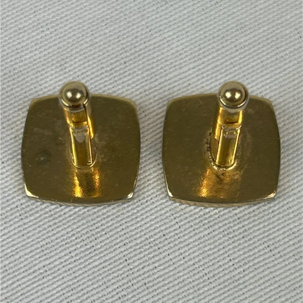 Vintage Gold Tone Starburst Cufflinks Square Design Mens Accessories - Picture 5 of 7